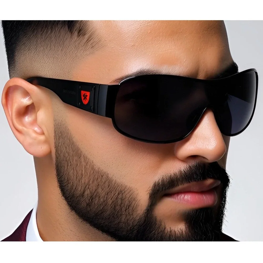 Fashion Men's Square‎ Style Sunglasses Silver Black Sport Shades,Black/Red